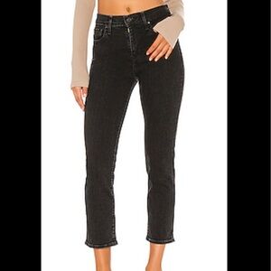 Levi’ Premium 724 High Rise Straight Cropped Wait A Minute Black Denim Jeans 26